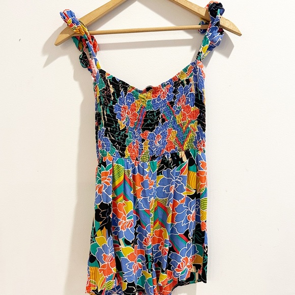 EUC Lulus Tropico Blue Multi Floral Romper, medium - Picture 8 of 9